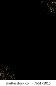 Golden musical notes flying border isolated on black background. Stylish symphony signs frame, gold notes for sound and tune music. Vector melody metallic symbols framing for book pages cover print.