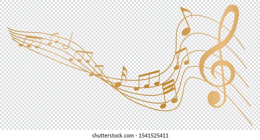 Golden Musical Notes Melody On Transparent Stock Vector (Royalty Free ...