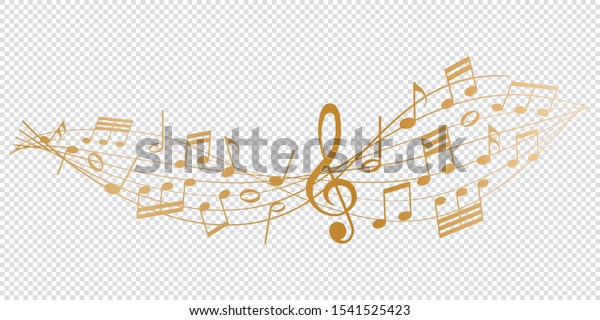 Golden Musical Notes Melody On Transparent Stock Vector (Royalty Free ...