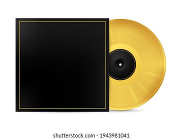 Golden Musical Vinyl Record In An Envelope. Vector Image On White Background