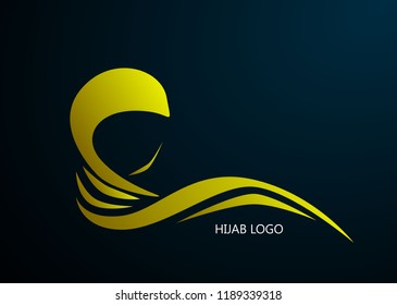 golden muslimah logo or icon for hijab or scarf fashion product with gold colour, muslimah has mean great women with multi talent, logo with philosopy mean energy grow dream creative elegance spirit
