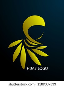 golden muslimah logo or icon for hijab or scarf fashion product with gold colour, muslimah has mean great women with multi talent
