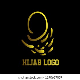 golden muslimah logo or icon for hijab or scarf fashion product with gold colour, muslimah has mean great women with multi talent