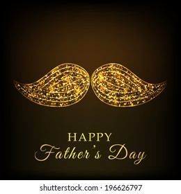 Golden mustache on brown background for Happy Father's Day celebrations. 