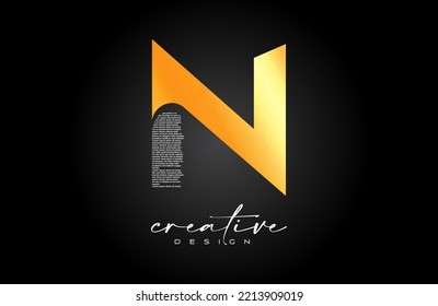 Golden N Letter Logo Design with Creative letter n made of Black text font Texture Vector. Graphic Icon N Letter Logo illustration.