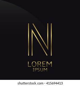 Golden N Letter logo. Elegant luxury logotype symbol
