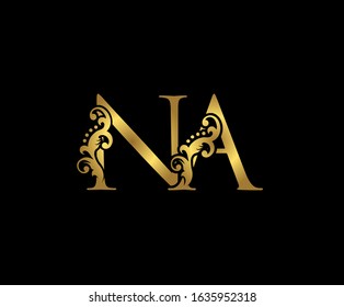 Golden N,A and NA Luxury Logo Design.