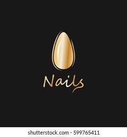 Golden Nails Logo, Symbol. For The Beauty Salon, Modern Manicure Icon, Fashion, Minimal.