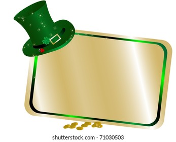 Golden name tag with green hat