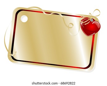 Golden name tag with red heart