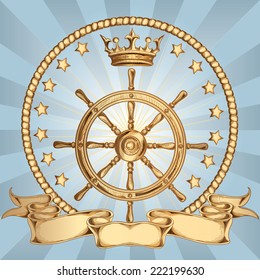 Golden nautical emblem