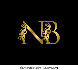 Golden N,B And NB Luxury Logo Design.