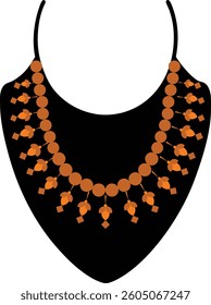 Golden Necklace Displayed on a Black Stand