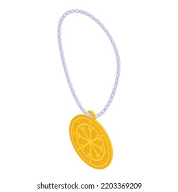 Icono del collar de oro. Isométrico del icono del vector del collar de oro para el diseño web aislado en fondo blanco
