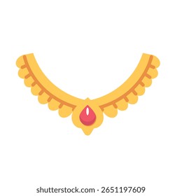 Colar Dourado com Red Gemstone Illustration flat
