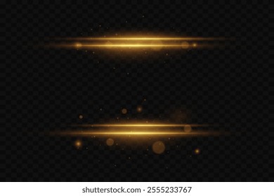 Golden neon effects, horizontal lines and rays of light.
