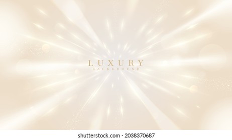 Golden neon light effects background, luxury 3d style concept backdrop. vector illustration.