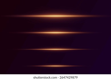 Golden neon line and light effects. Vector EPS10