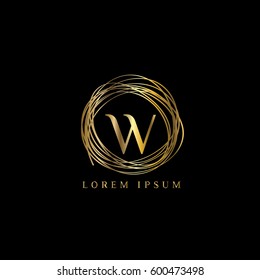 Golden nest vector logo. Letter W