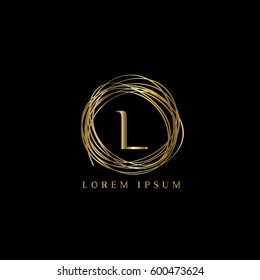 Golden nest vector logo. Letter L