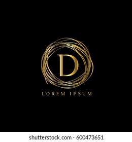 Golden nest vector logo. Letter D