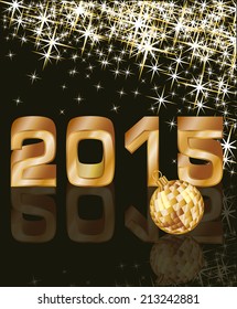 Golden New 2015 Year, vector illustration