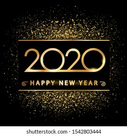 Golden new year 2020 on gold dust - stock vector