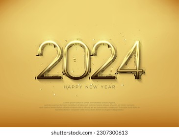 Golden new year 2024, thin, luxurious and elegant premium vector background.