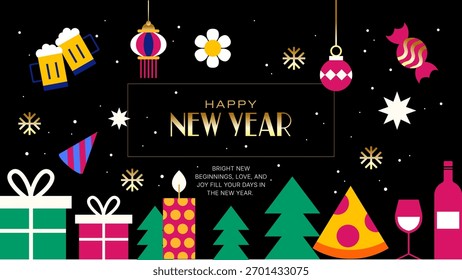 Feliz Año Nuevo Patrón Diseño Ilustraciones vectoriales