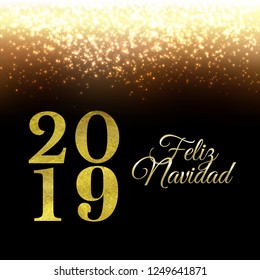 Golden New Year (Feliz Navidad) Background With Glitter With Gradient Mesh, Vector Illustration
