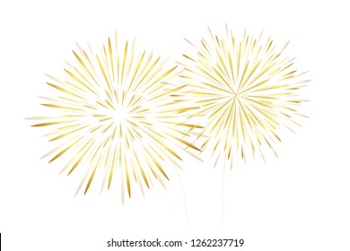 golden new year fireworks isolated on white background vector illustration EPS10