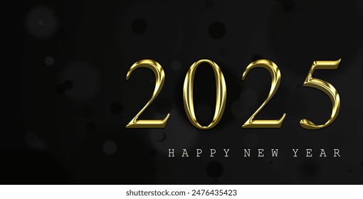 Golden new year number 2025. With golden numbers on black background,. Premium vector design for, poster, calendar, banner and greeting.