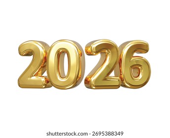 Golden New year text effect 2026 element