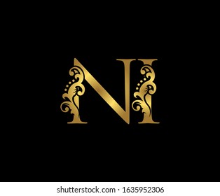 Golden Ni Ni Luxury Logo Design Stock Vector (Royalty Free) 1635952306 ...