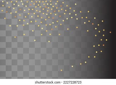 Golden Night sky Vector fondo transparente. Brillante Invitación al Aniversario de Confetti. Diseño navideño brillante. Postales felices de Splash.