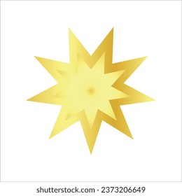 Golden nine pointed star on white background. Symbol of Bahai