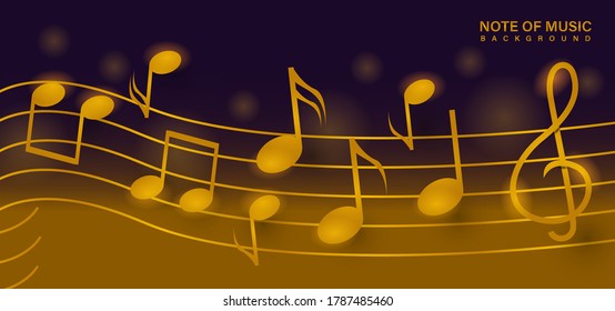 Golden note of music design background vector for decoration