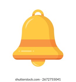 Goldene Benachrichtigungsglocke ein Wecker, Erinnerung und Aufmerksamkeit, Alarm, Signal, neue Nachricht und Teilnehmer.  Vektorgrafik im flachen Stil 