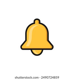 Golden notification bells in flat style for an alarm clock attention alert signal new