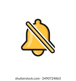 Golden notification bells in flat style for an alarm clock attention alert signal new