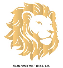 Golden Nuanced Lion Head Vector Illustration. Lion Head Isolated On White Background. Head Of The Lion