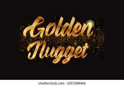 golden nugget gold word text with sparkle and glitter background suitable for card, brochure or typography logo design