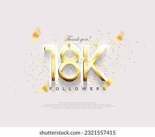 Golden number 18k followers. celebration of reaching 18k followers.