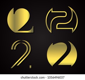Golden Number 2 Logo.Logotype Vector Design.
