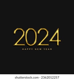 Golden number 2024. Greeting and celebration design for poster, banner, calendar and more.