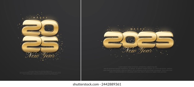 Golden Number 2025 for the celebration of Happy New Year 2025. With luxury numbers in the background of the vector design for posters, banners, calendar and greetings.