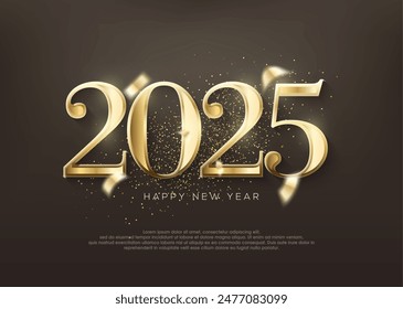 Golden number 2025 shiny, luxury 2025 new year greetings