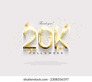Golden number 20k followers. celebration of reaching 20k followers.