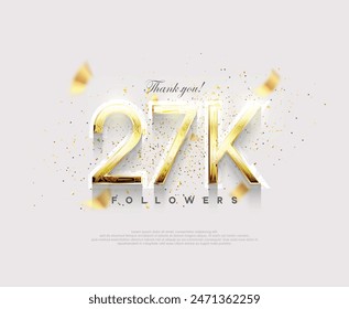 Golden number 27k followers. celebration of reaching 27k followers.