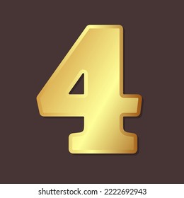 Número de oro 4. 3 D. Ilustración vectorial.